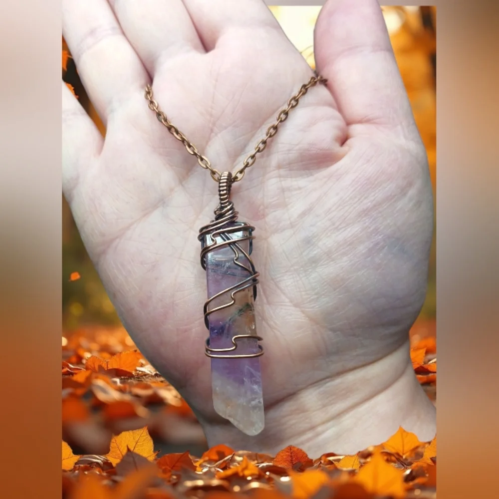 Artisan Copper Wire Wrap Ametrine Pendant - Picture 5 of 5
